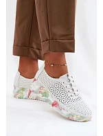 Kožené otevřené dámské polobotky bílé Telina Kožené otevřené dámské polobotky bílé Telina