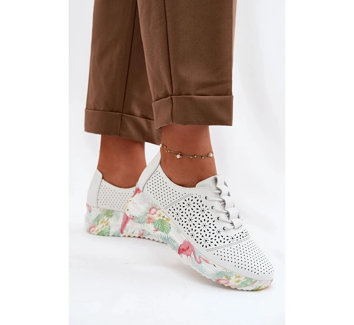 Kožené otevřené dámské polobotky bílé Telina Kožené otevřené dámské polobotky bílé Telina