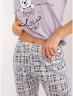 Dust fialové dámske pyžamo s kockovanými nohavicami