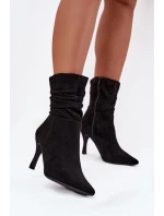Dámska členková obuv na ihlovom podpätku s prelisovaným zvrškom Ulisse - čierna, eko semiš Dámska členková obuv na ihlovom podpätku s prelisovaným zvrškom Ulisse - čierna, eko semiš