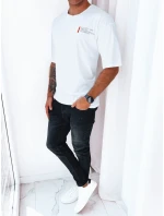 Pánske biele tričko s potlačou FashionStreet RX5302