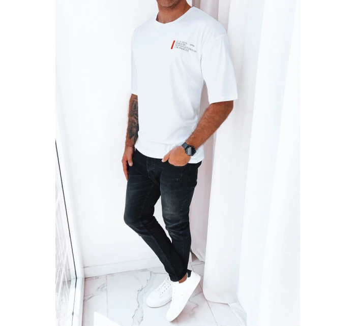 Pánske biele tričko s potlačou FashionStreet RX5302