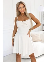 Letní šaty bez ramínek s vodním výstřihem a sukní ecru barva model 22129218 - numoco basic