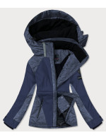 Tmavomodrá/melanžová dámska zimná lyžiarska bunda (b2356)