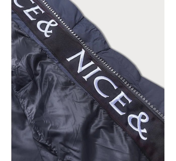 Tmavě modrá péřová dámská bunda pro přechodné období model 17729181 - LHD Tmavě modrá péřová dámská bunda pro přechodné období model 17729181 - LHD