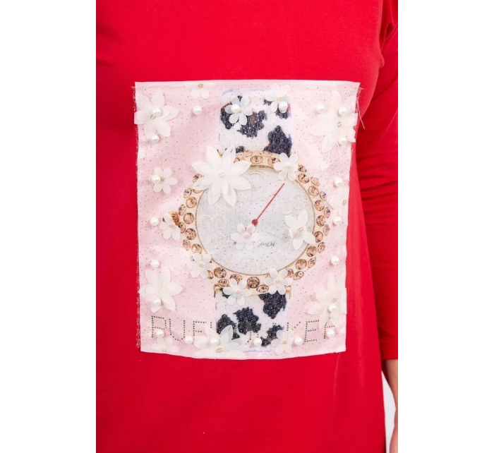 3D grafické šaty s perlami červené