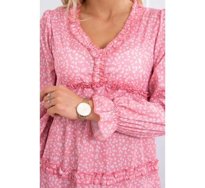 Šaty s ozdobnými volánikmi tmavo marhuľová Šaty s ozdobnými volánikmi tmavo marhuľová