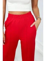 Bavlnený komplet Mikina + Nohavice so širokými nohavicami červený