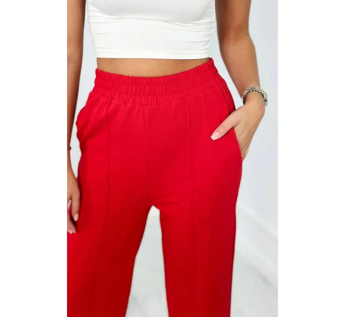 Bavlnený komplet Mikina + Nohavice so širokými nohavicami červený