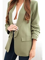 Elegantné sako s klopami svetlej khaki farby