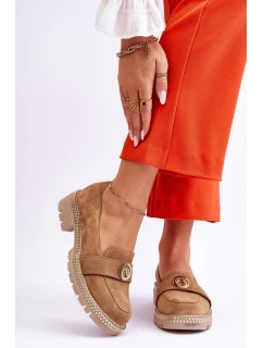 Eleganckie Zamszowe Mokasyny Ciemnobeżowe Laverne