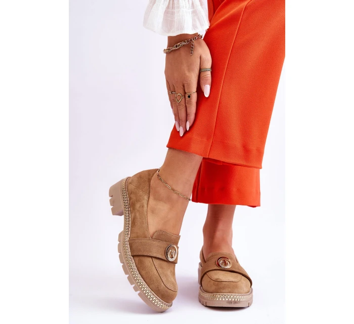 Eleganckie Zamszowe Mokasyny Ciemnobeżowe Laverne Eleganckie Zamszowe Mokasyny Ciemnobeżowe Laverne