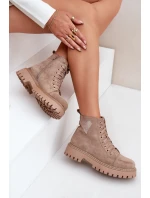 Botki Damskie Z Brokatowym Sercem Ciemnobeżowe Nariri