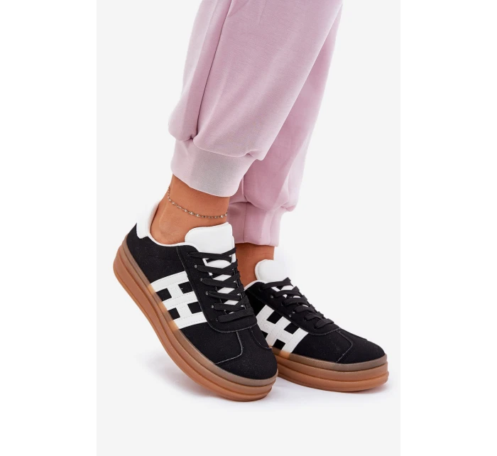 Sneakersy Damskie Na Platformie Czarne Syliyana