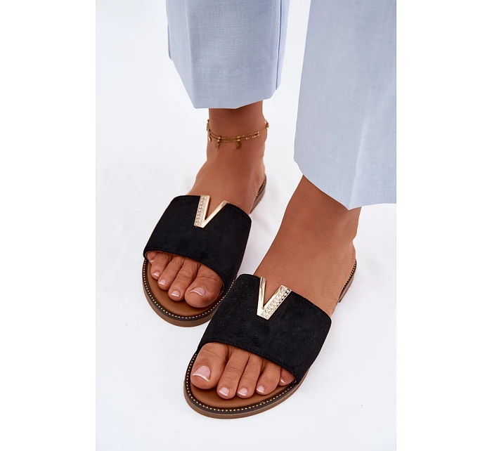 Dámské ploché nazouváky s ozdobným detailem V Černé Nelmira