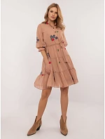 Sukienka LK SK model 22278219 camelowy - FPrice Sukienka LK SK model 22278219 camelowy - FPrice