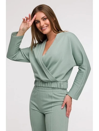 model 21047161 Zavinovací mikina mátová - BeWear model 21047161 Zavinovací mikina mátová - BeWear