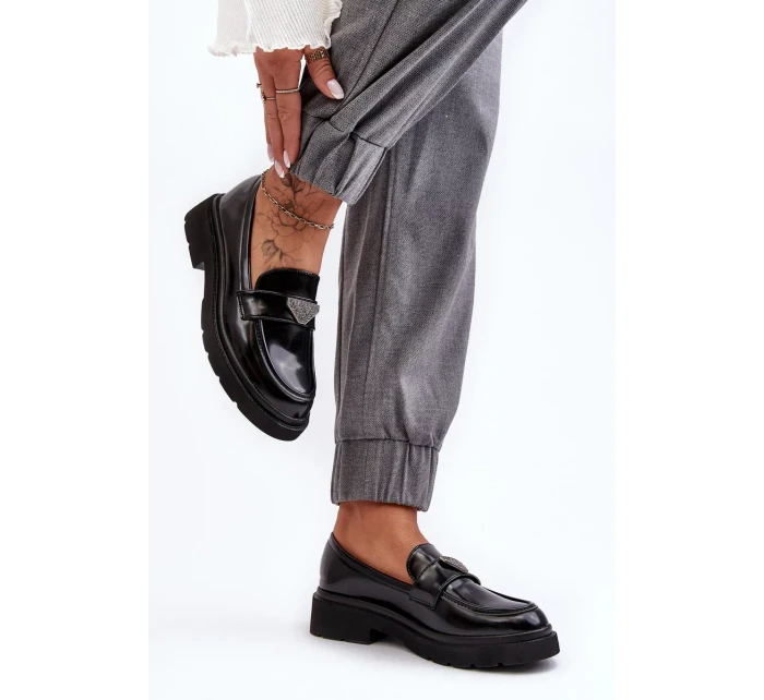 Dámské mokasíny na plochém podpatku Černá Venla Dámské mokasíny na plochém podpatku Černá Venla