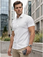 Pánska košeľa s krátkym rukávom, strih regular, biela, FashionStreet KX1089