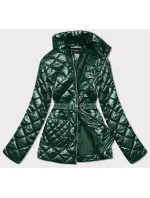 Tmavě zelená prošívaná dámská bunda s páskem model 17099027 - BH FOREVER Tmavě zelená prošívaná dámská bunda s páskem model 17099027 - BH FOREVER