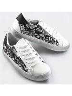 Bielo-čierne dámske trampky so zvieracím motívom - had (6343)