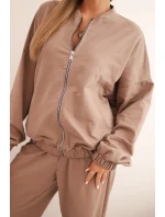 Dámska bavlnená súprava so širokými nohavicami a mikinou na zips Fango