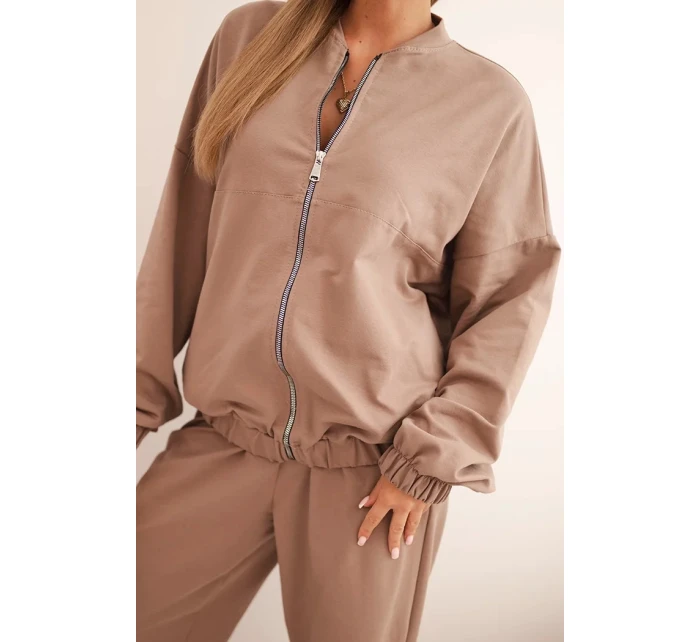 Dámska bavlnená súprava so širokými nohavicami a mikinou na zips Fango