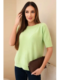 Dámský svetr z viskózy s krátkým rukávem model 21857649 - K-Fashion