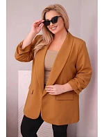 Elegantné dámske sako nadmernej veľkosti Dark Camel