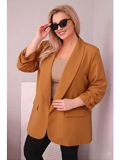 Elegantné dámske sako nadmernej veľkosti Dark Camel