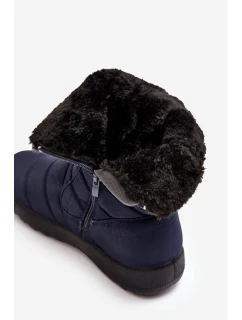 Wysokie Damskie Ocieplane Śniegowce Granatowe Luxina