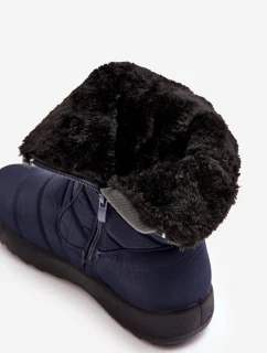 Wysokie Damskie Ocieplane Śniegowce Granatowe Luxina