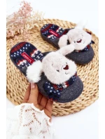 Dziecięce Kapcie Na Grubej Podeszwie z Misiem Szare Dasca Dziecięce Kapcie Na Grubej Podeszwie z Misiem Szare Dasca