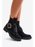 Velurové Kozačky S Přezkou Černé model 21675541 - Zazoo