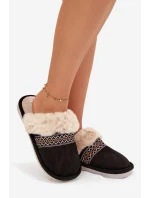 Dámské pantofle s kožíškem a výšivkou Černé Devianne