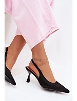 Dámské sandály na jehlovém podpatku z imitace semiše Černé model 22107100 - Boto