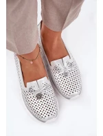 Dámske topánky z prírodnej kože - strieborné