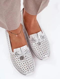 Dámske topánky z prírodnej kože - strieborné