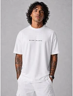 Pánské bavlněné tričko oversize s potiskem No Excuses bílé NX4006R