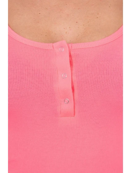 Šaty s knoflíkovým výstřihem růžové neonové Šaty s knoflíkovým výstřihem růžové neonové