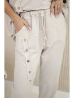 Oversize bavlnená tepláková súprava + nohavice béžová