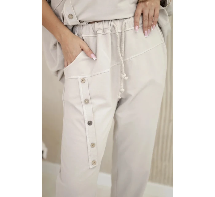 Oversize bavlnená tepláková súprava + nohavice béžová