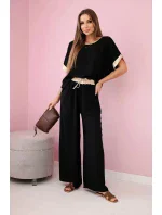 Viskózová súprava so zlatým lemovaním čierna