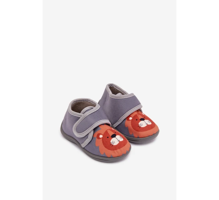 Dětské pantofle na suchý zip šedé model 21794076 - Boto