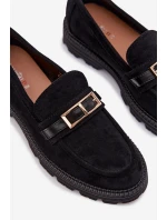 Dámské mokasíny se zlatým přezkou Černé Mirelva