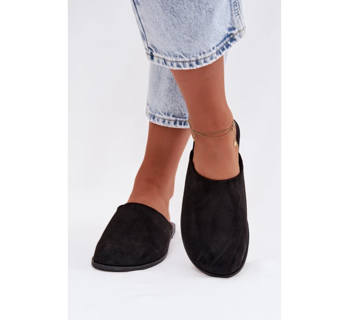 Dámské ploché nazouváky z eko semiše Černé Veronelle