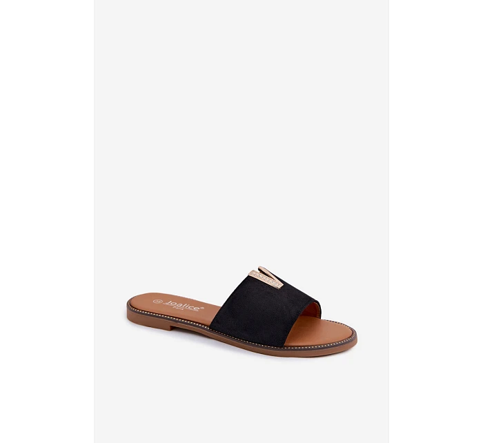 Dámské ploché nazouváky s ozdobným detailem V Černé model 22111398 - Boto