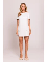 model 21061547 Mini šaty áčkového střihu krémové - Moe model 21061547 Mini šaty áčkového střihu krémové - Moe