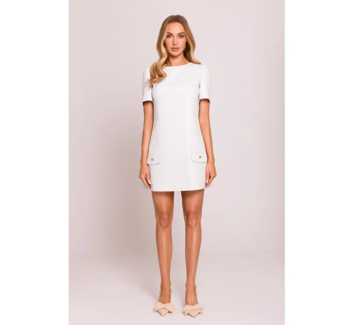 model 21061547 Mini šaty áčkového střihu krémové - Moe model 21061547 Mini šaty áčkového střihu krémové - Moe