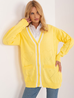 Žltý pletený dámsky sveter s káblami